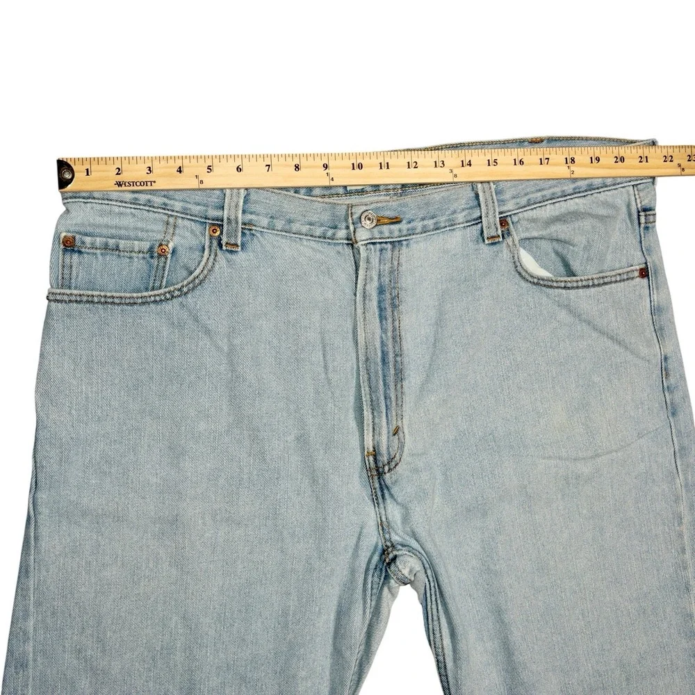 Vtg Levis 505 Regular Fit Jeans‎ Mens 42x30 Light Washed Patched Reinforced